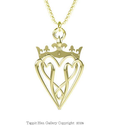 Edinburgh Tripple Heart Luckenbooth Necklace in Yellow Gold