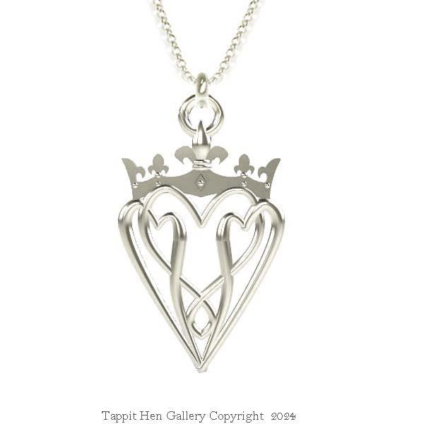 EDINBURGH TRIPPLE HEART LUCKENBOOTH NECKLACE IN SILVER