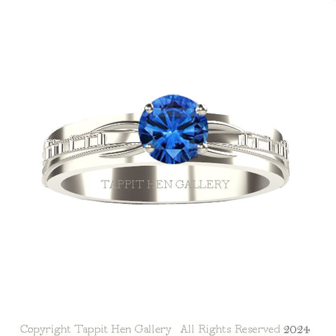 EDINBURGH CASTLE ENGAGEMENT RING IN WHITE GOLD WITH SAPPHIRE