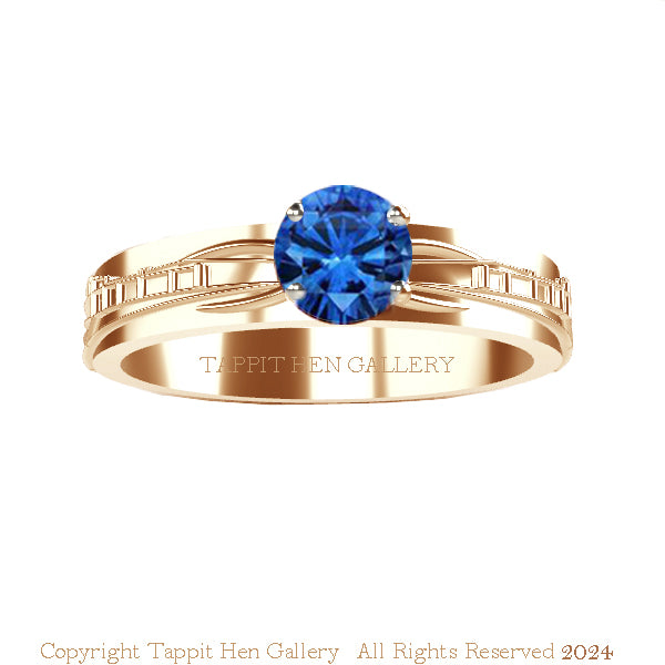 EDINBURGH CASTLE ENGAGEMENT RING IN YELLOW GOLD WITH SAPPHIRE