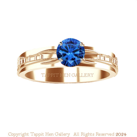 EDINBURGH CASTLE ENGAGEMENT RING IN YELLOW GOLD WITH SAPPHIRE