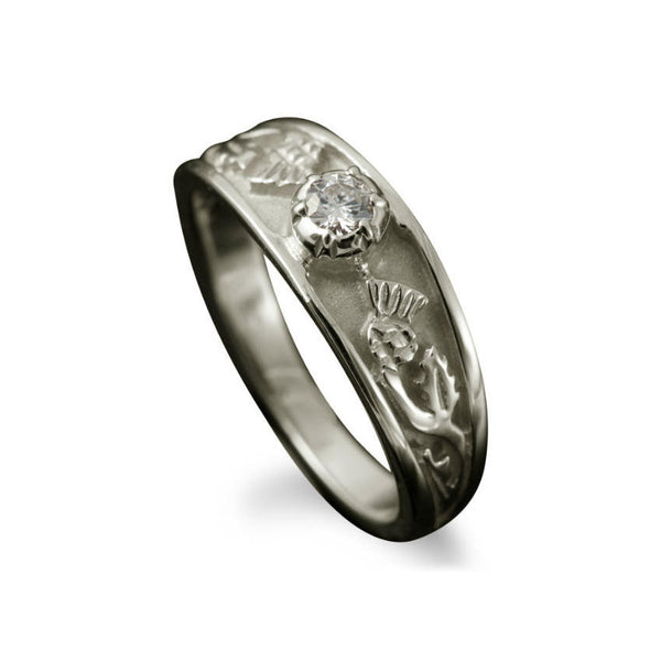 Ladies Diamond Scottish Thistle Engagement Ring with Claw Setting ...